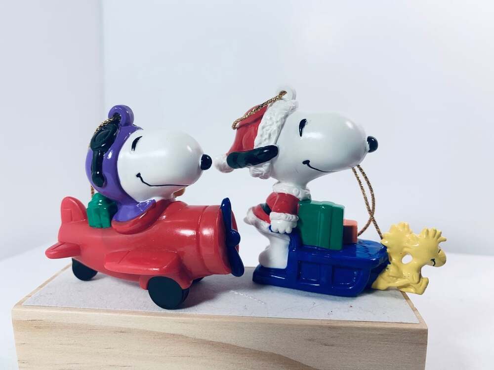 Snoopy Red Barron and Woodstock Ornaments